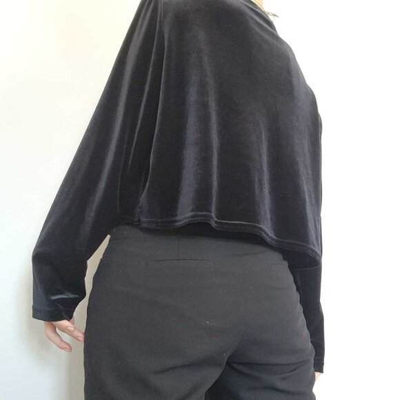 Vintage 90s whimsigoth gothic black velvet and purple rose cardigan XL - Picture 7 of 16